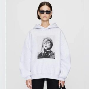 Anine Bing White Graphic Hoodie